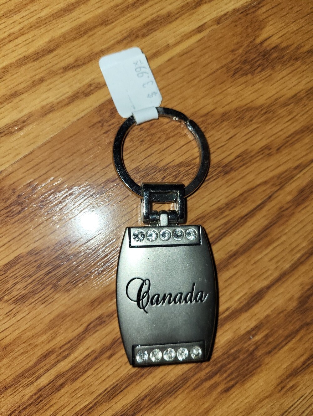Canada Engraved Silver-tone Rhinestone Photo Frame Keychain